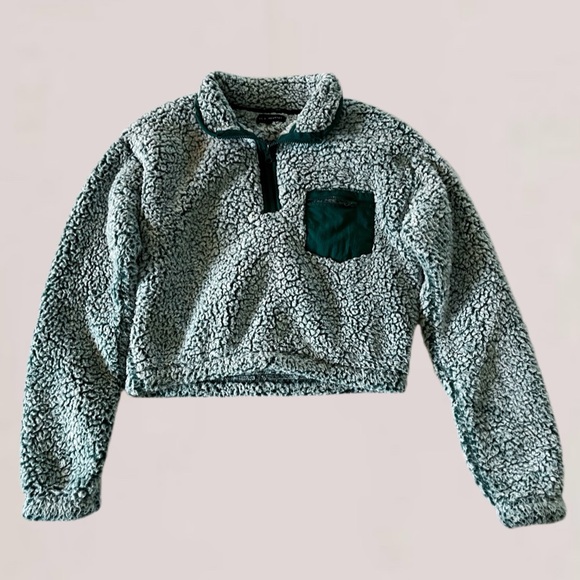 La Hearts Green Sherpa Quarter-zip Pullover Size Small - Picture 1 of 13